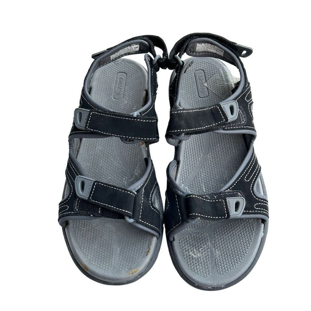 Khombu Women's Black Gray Adjustable Strap River Walk Hiking Sandals Size 9M